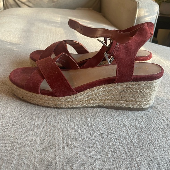 Rustic Red Heeled Espadrille Wedges - Picture 1 of 3